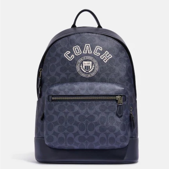 NWT Coach West Backpack In Signature Canvas With Varsity Motif - Picture 2 of 9